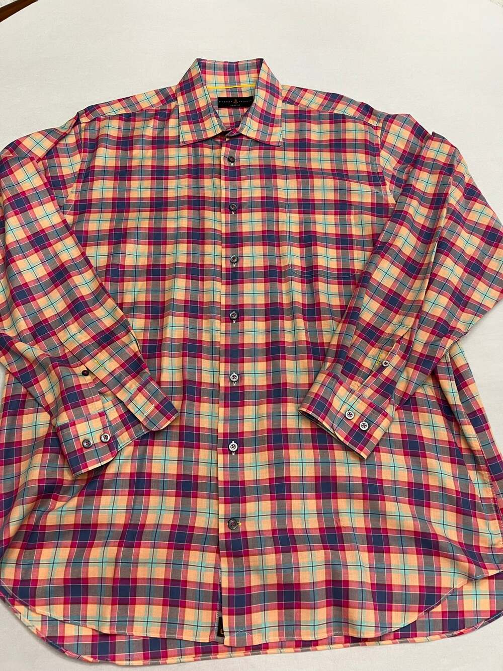 Robert Talbott Classic Men’s XL Multicolor Plaid Long Sleeve Button-Down Shirt